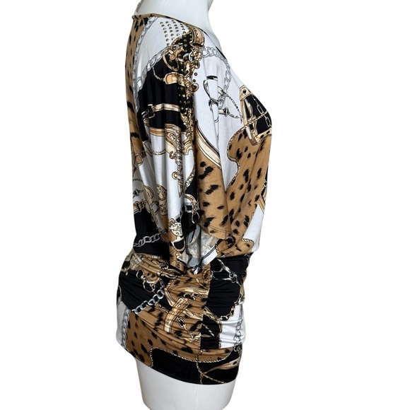 Nygard chain equestrian horse bit cowboy cowgirl chic  tunic short sleeve top - Picture 2 of 6